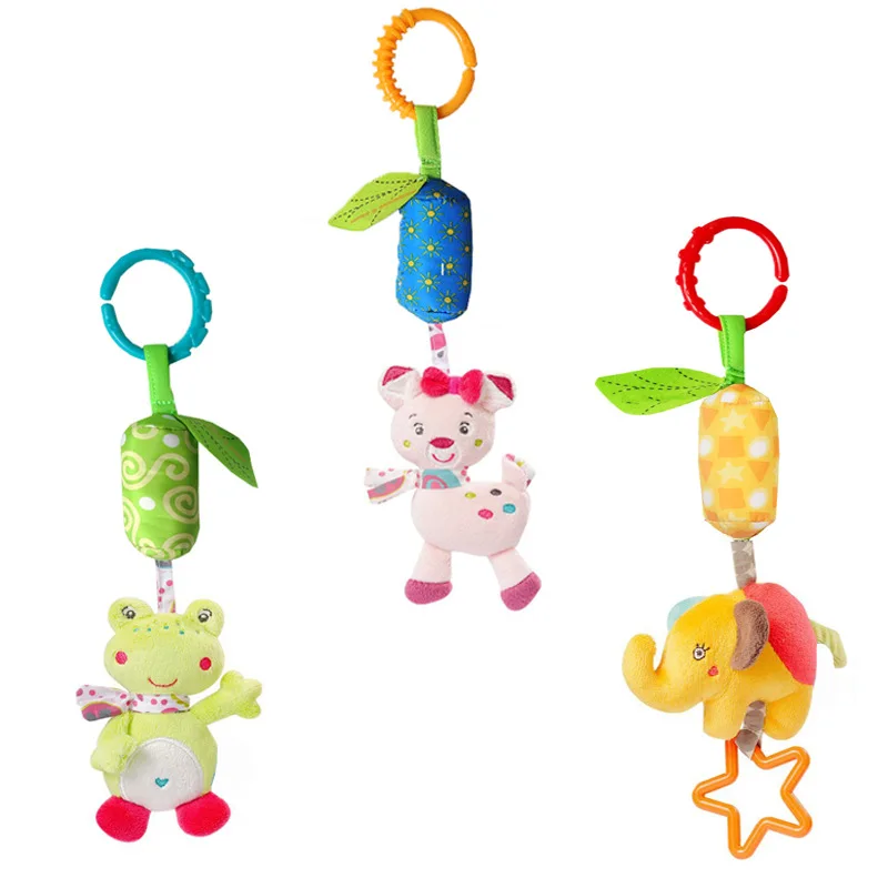 Soft Infant Crib Bed Stroller mobile Hanging Rattle Toys Baby Frog Elephant Owl Cat Toy Trolley 0-12 Newborn Plush Educational