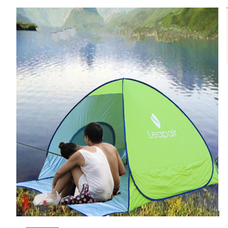 

A Outdoor Camping Tent Waterproof 2 Person Beach Tent Pop Up Open Anti UV Awning Tents for family