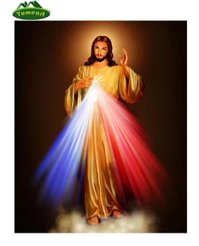 

Pictures of the Diamonds Image Love Jesus Christ Motivational Fabric Silk Poster Print Home Decoration Embroidery with Diamonds