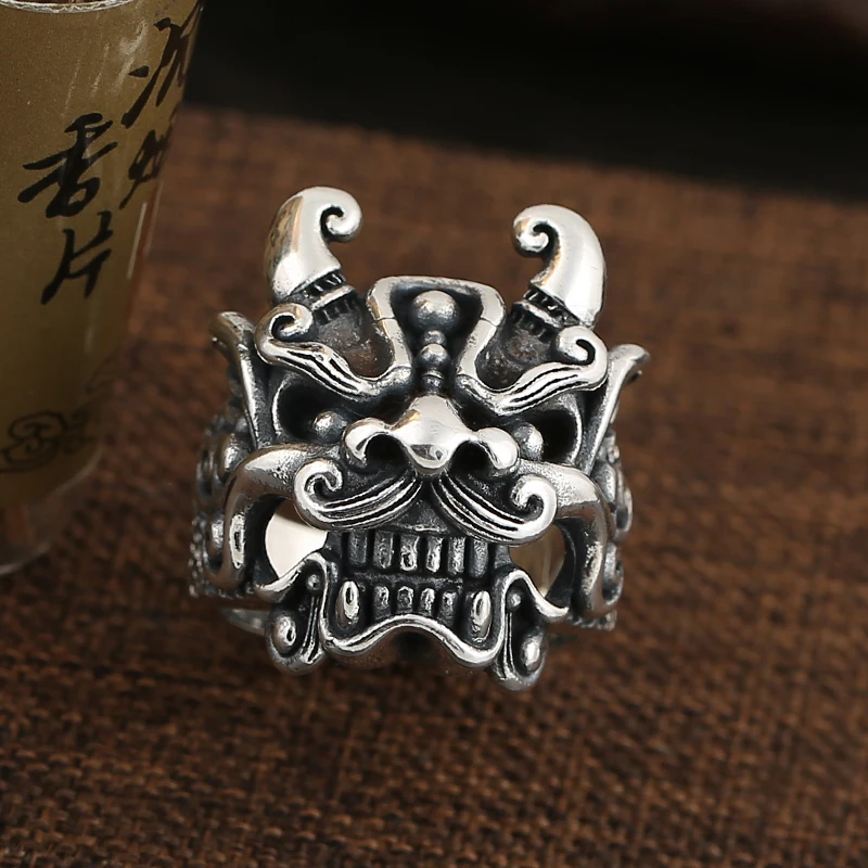 

Sterling silver S925 Tang Shi evil spirits live ring trend men's fashion open ring