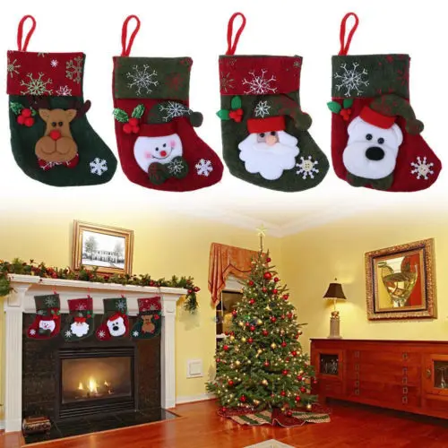 

Hot Fashion Xmas Tree Hanging Ornament Christmas Home Party Decor Non-woven Fabrics Candy Gift Bags Santa Stockings Gift Holders