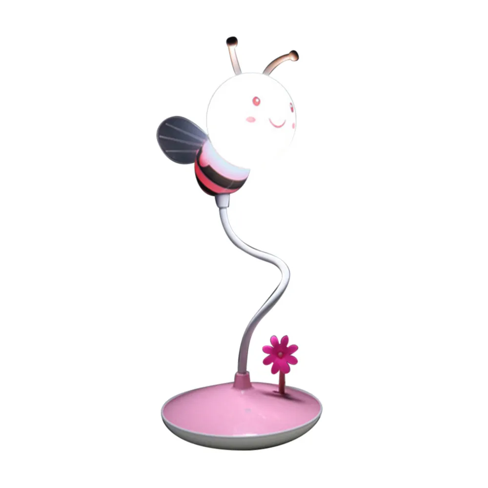 Hinnixy Bumble Bee ночной Светильник USB перезаряжаемая 3D настольная лампа животное розовый зеленый Детский Светильник для спальни подарок на день рождения - Испускаемый цвет: Pink White light