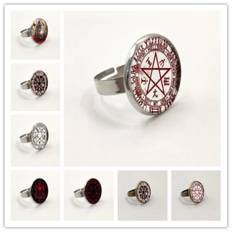 

Hellsing Alucard Pentagram Ring Glass Cabochon Hellsing Pentagram Statement Ring Wholesale