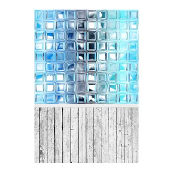 

5X7FT Customize shining blue wooden wall Vinyl cloth Computer printed photography studio background