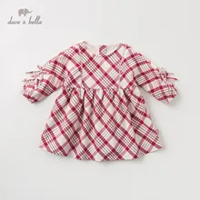 DBA11038 dave bella/осеннее милое клетчатое платье принцессы с бантом для маленьких девочек детское модное праздничное платье детская одежда в стиле «лолита»