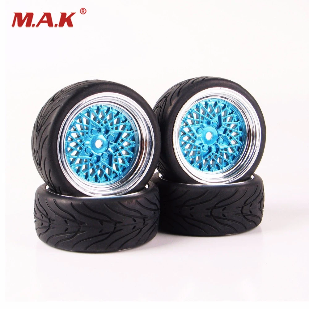 4pcs Wheel Rim Tires Set On Road Rubber Type For HSP HPI Racing RC 1:10 Car 12mm Hex 4pcs 12mm racing wheel rim