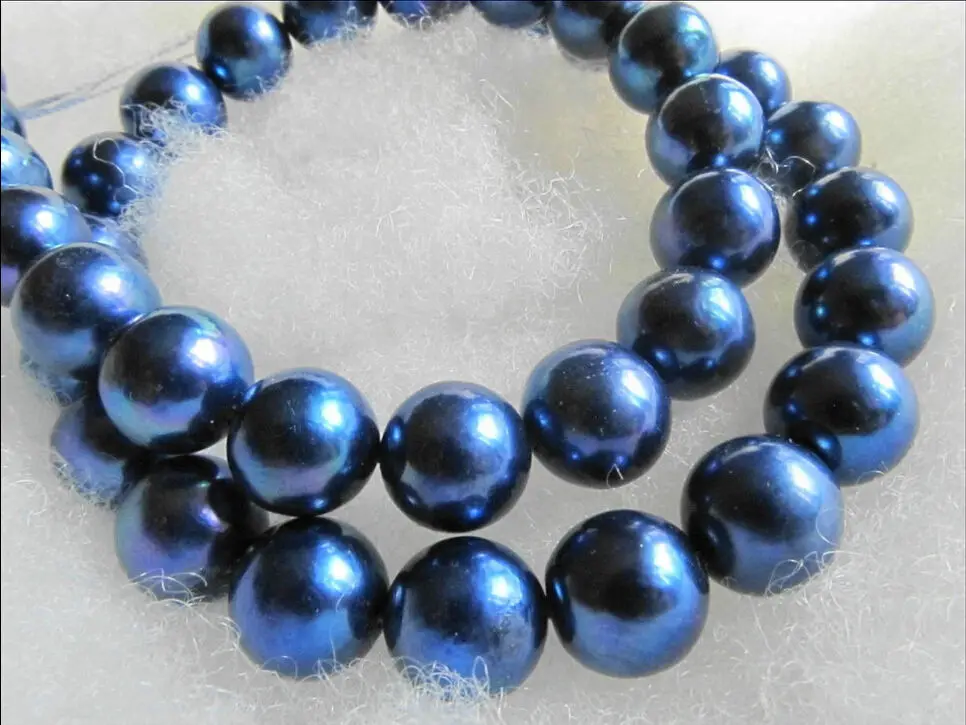 

ddh003807 NATURAL 10-11MM SOUTH SEA BLACK BLUE PEARL NECKLACE 17.5"14k