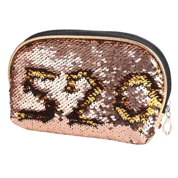 

Bling Shell Shape Reversible Mermaid Sequins Zipper Cosmetic Makeup Bag Clutch