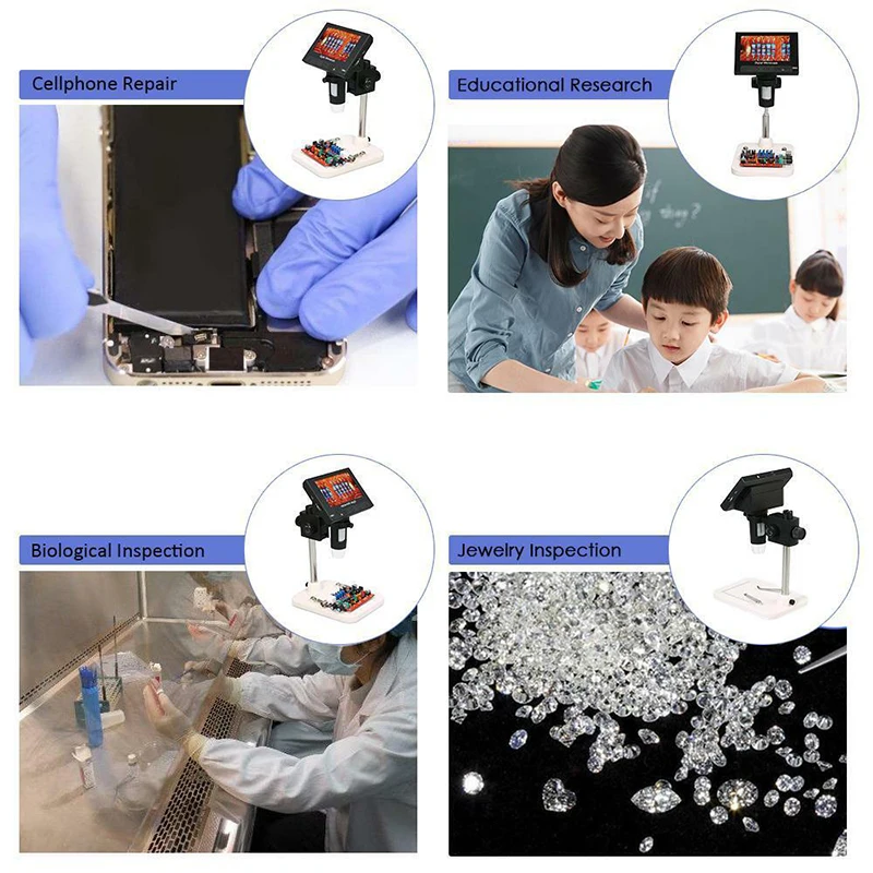 

New Microscope LED For Circuit Board Repair Soldering Tool 4.3" LCD 720P 1000X Microscopes Supplies