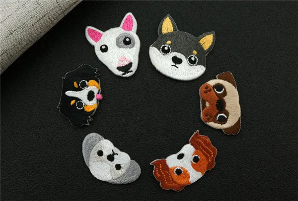 Cute Dogs Pug Bull Terrier Akita Delicate stitches cloth patches Iron Sew on stickers - 2