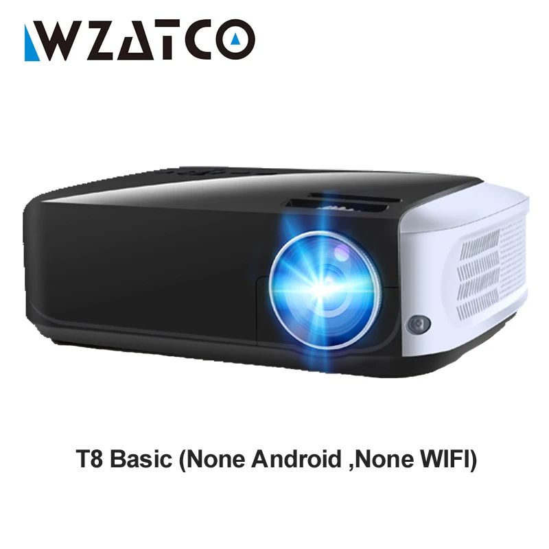 WZATCO T8 Android 9,0 wifi 4G 32GB Дополнительно 1080P Full HD светодиодный проектор HDMI портативный домашний кинотеатр Proyector мультимедийный проектор с технологией Bluetooth - Цвет: T8 None Android