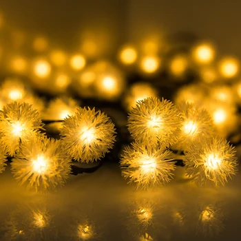 

30LED Solar Lamp Christmas Snow Flakes LED String Lights Winter Snowball Garlands Outdoor Light Waterproof Party Decor Lightings