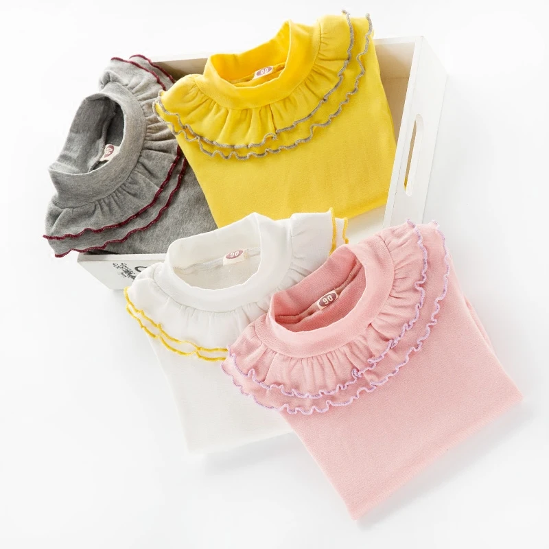 Children Bottoming T Shirt 2017 Spring Kids Clothes Fashion Student Girls Lace Tops Cotton Long sleeve