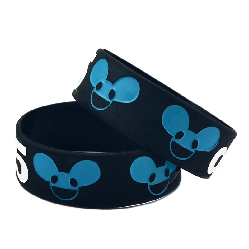 

OneBandaHouse 1PC 1 Inch Wide Bracelet DJ Deadmau5 Silicone Rubber Bangle 2 Colors