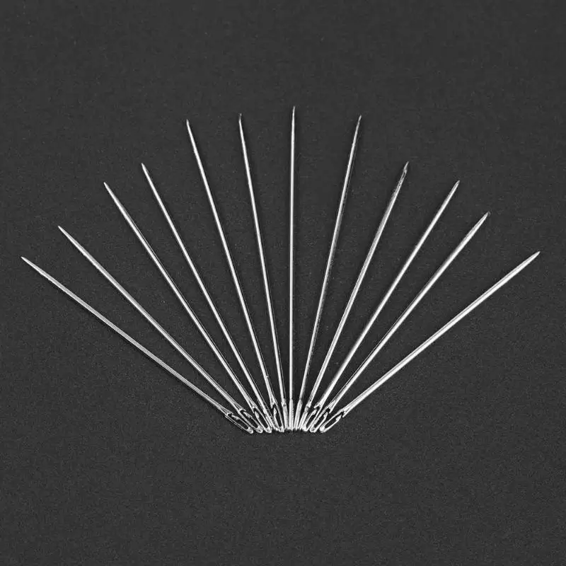 12 шт./компл. 2 отверстия иглы для слепых рукоделие углерода Сталь изысканные туфли-threading рукоделие "сделай сам": швейные булавки для пожилых людей