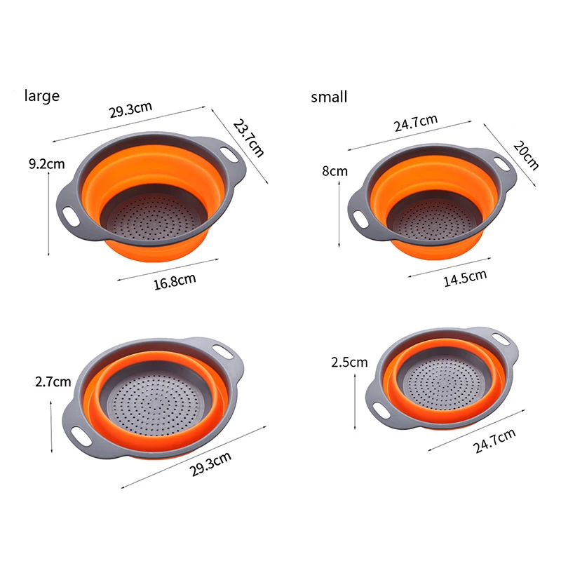 Складной силиконовый дуршлаг 2шт фруктовая овощная корзина для белья ситечко складной сливочный фильтр с ручные кухонные инструменты