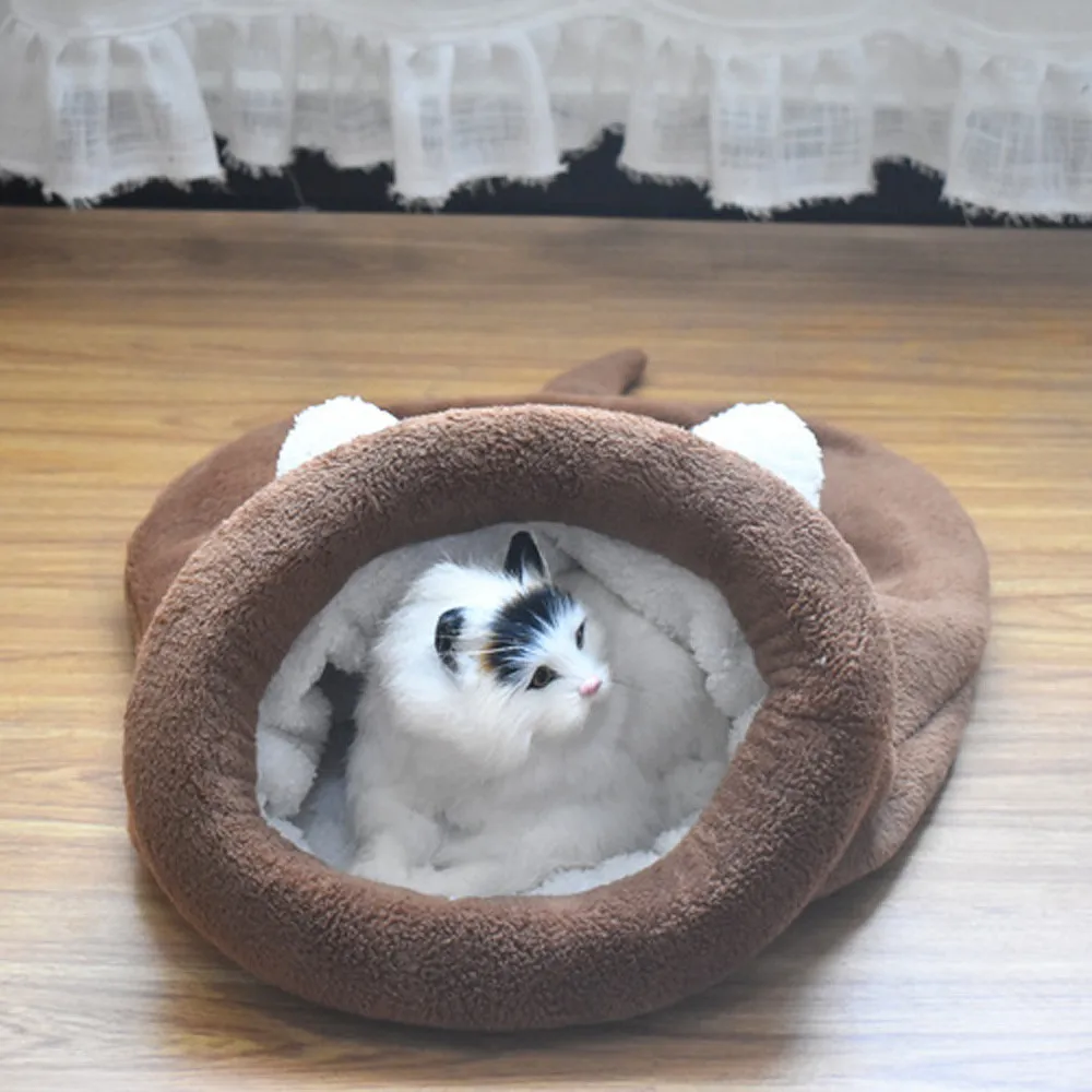 Котенок кошка кровать для домашних питомцев щенков теплые пещера мягкая собака дом спальный мешок коврик флисовая подкладка