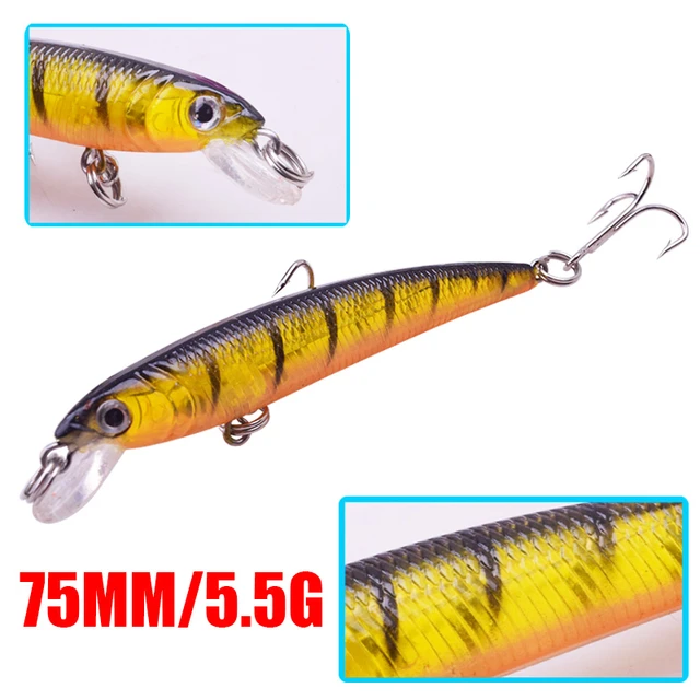1Pcs Minnow Fishing Lure 75mm 5.5g Topwater Swimbait Wobblers with