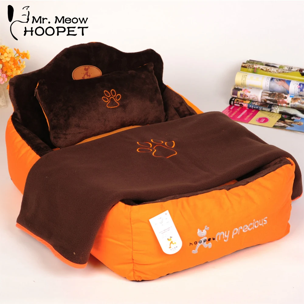 Hoopet Luxury Pet Bed With Pillow Blanket Dog Bed Cat Mat Sofa Warm Dog House Nest Sleep Cushion Orange Kennel Hoopet Luxury Pet Bed With Pillow Blanket Dog Bed Cat Mat Sofa Warm Dog House Nest Sleep Cushion Orange Kennel