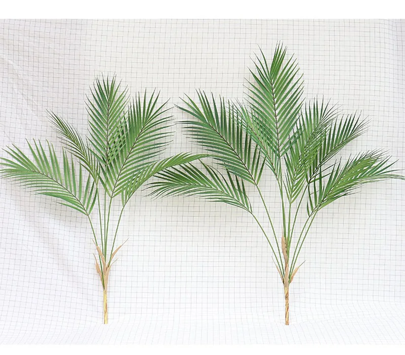 88cm 9 Fork Tropical Fake Palm Tree Bouquet Artificial Leaves Branch Large Green False Plant Plastic Leaf For Hawaii Party Decor