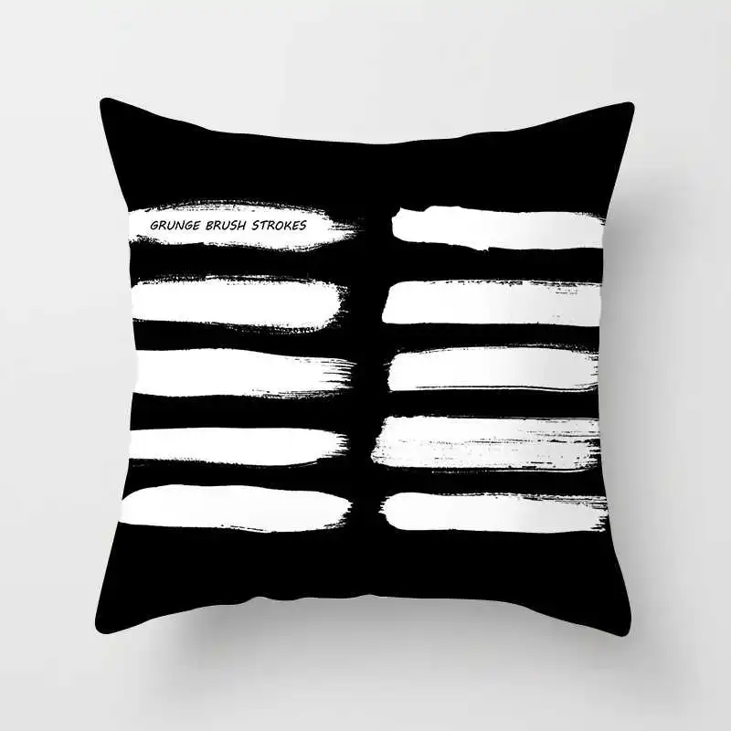 Nordic black and white geometric plaid stripes cushion cover (20)