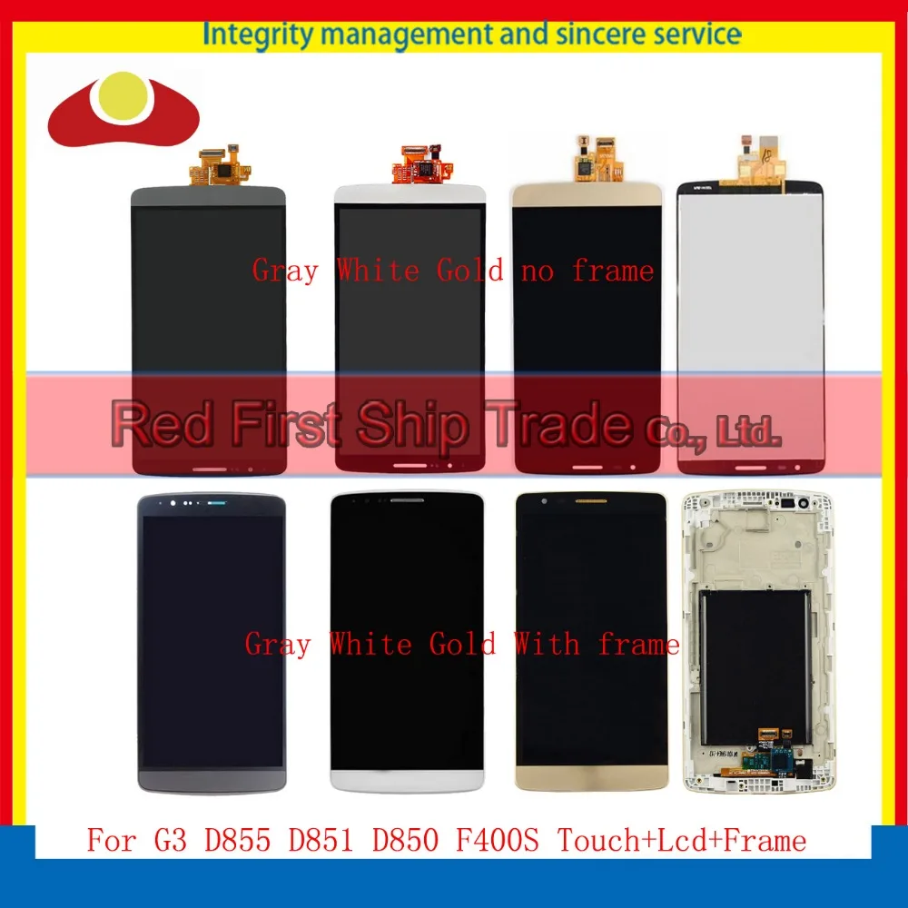 

5.5" For LG G3 D855 D851 D850 F400S Full Lcd Display Touch Screen Digitizer Assembly Complete With Frame Gold White Gray Track