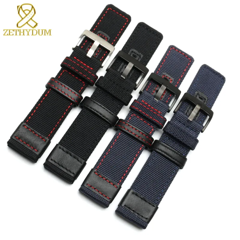 waterproof nylon watch strap 22 24mm wristwatches band bottom is genuine leather watchband Dry