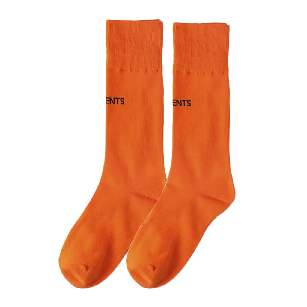 Гольфы, высокое качество, носки для женщин, длинные хлопковые, для женщин и девочек, разноцветные, яркие цвета, чулки, хлопковые носки, модные, W410 - Цвет: Orange