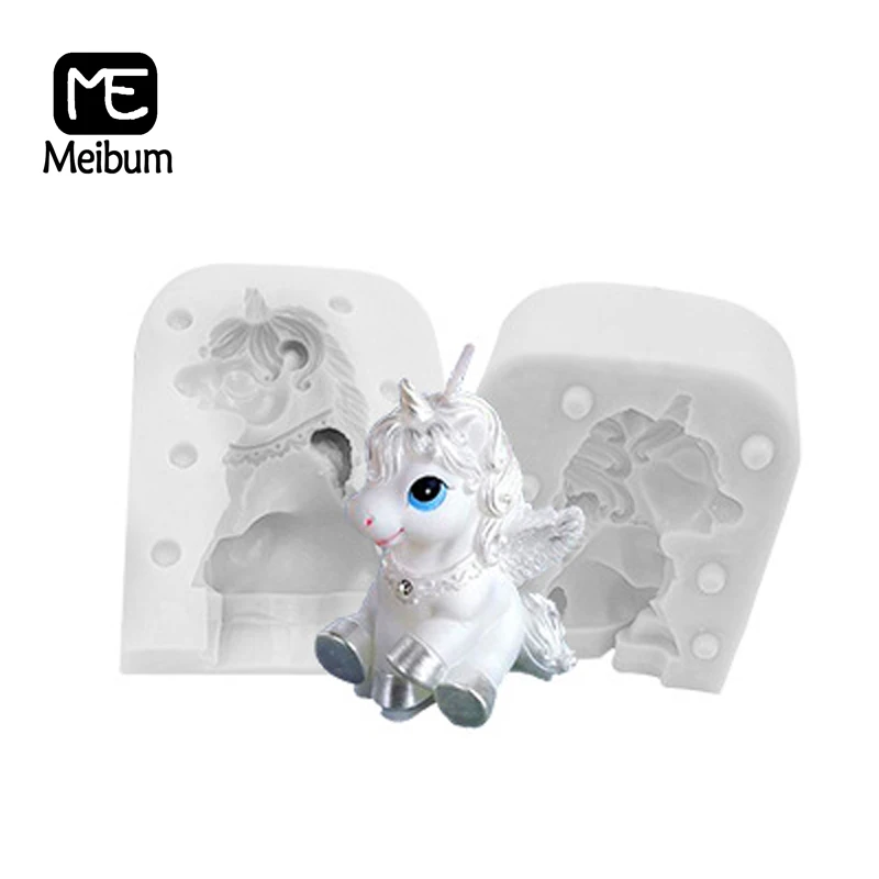 Meibum New Unicorn Horse Shape Silicone Upper And Lower Mold Fondant Chocolate Cake Decorating Mould Non Stick Baking Tools | Дом и сад