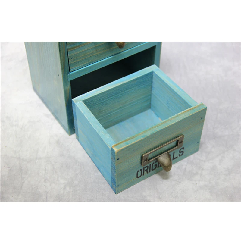 Мода ретро дерево коробка для хранения шкафчик шкатулка макияж коробка три ящика шкафа Desktop интерьер ящик шкафчик украшения