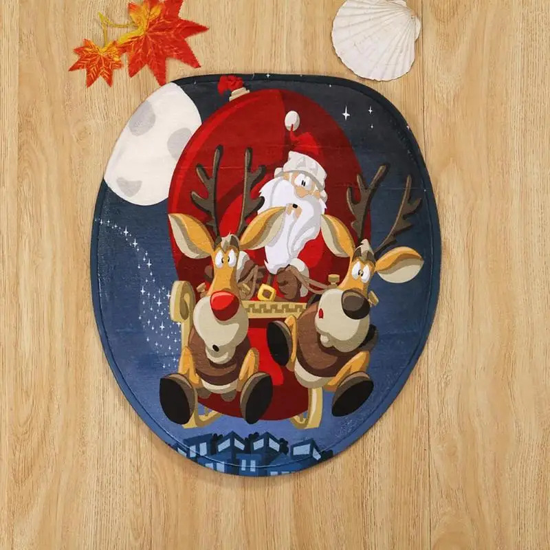 

3pcs Non Slip Christmas Home Decoration Santa Claus U Shape Square Mat Toilet Seat Cover Christmas cushion 2018 christmas doorma