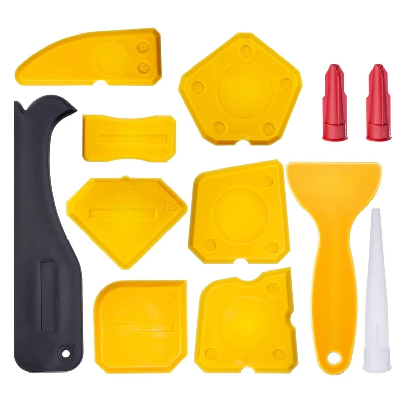 

12 Pieces Caulking Tool Kit Silicone Sealant Finishing Tool Grout Scraper Caulk Remover And Caulk Nozzle And Caulk Caps