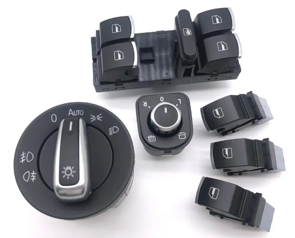 

6pcs/set switch For VW Headlight Side Mirror Master Window door switch set for VW Golf MK5 6 Jetta MK 3 Passat b6 CC Golf Plus