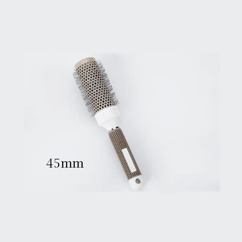 Профессиональная круглая расческа для волос термостойкая Парикмахерская керамическая железная щетка 5 размеров салонный инструмент для укладки волос - Цвет: 45mm