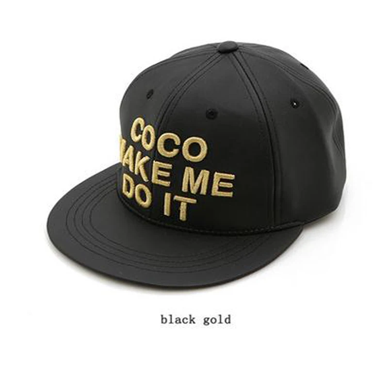 Кожаная классная черно-белая хип-хоп Молодежная танцевальная Кепка Snapback с регулируемой вышивкой COCO MADE ME IT Letter Dad Hat бейсбольная шляпа