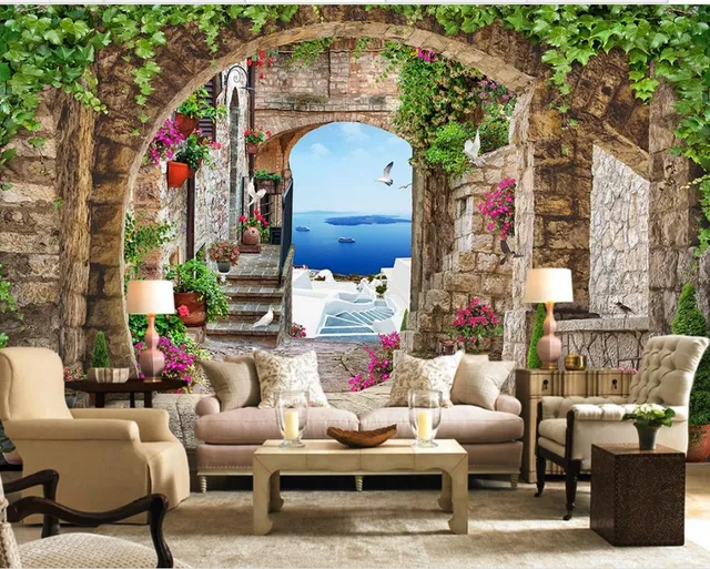 Wallpaper Stereoscopic Continental Leafy Arches Wallpaper Stereoscopic Continental Leafy Arches Modern For Living Room Murals Home Decoration