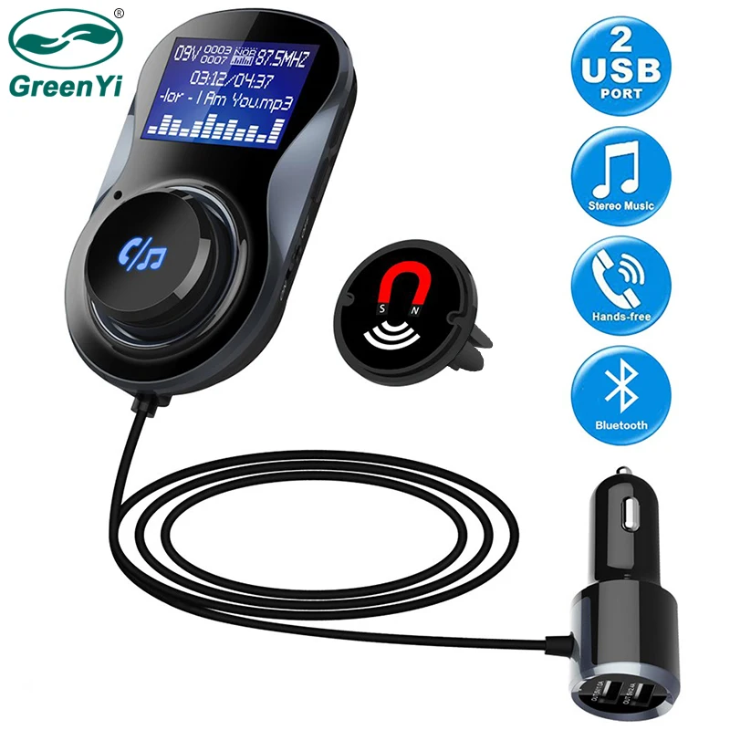 

2019 Bluetooth FM Transmitter Dual USB Ports Car Charger Audio Adapter Receiver Wireless Handsfree Voltmeter Car Kit TF Card