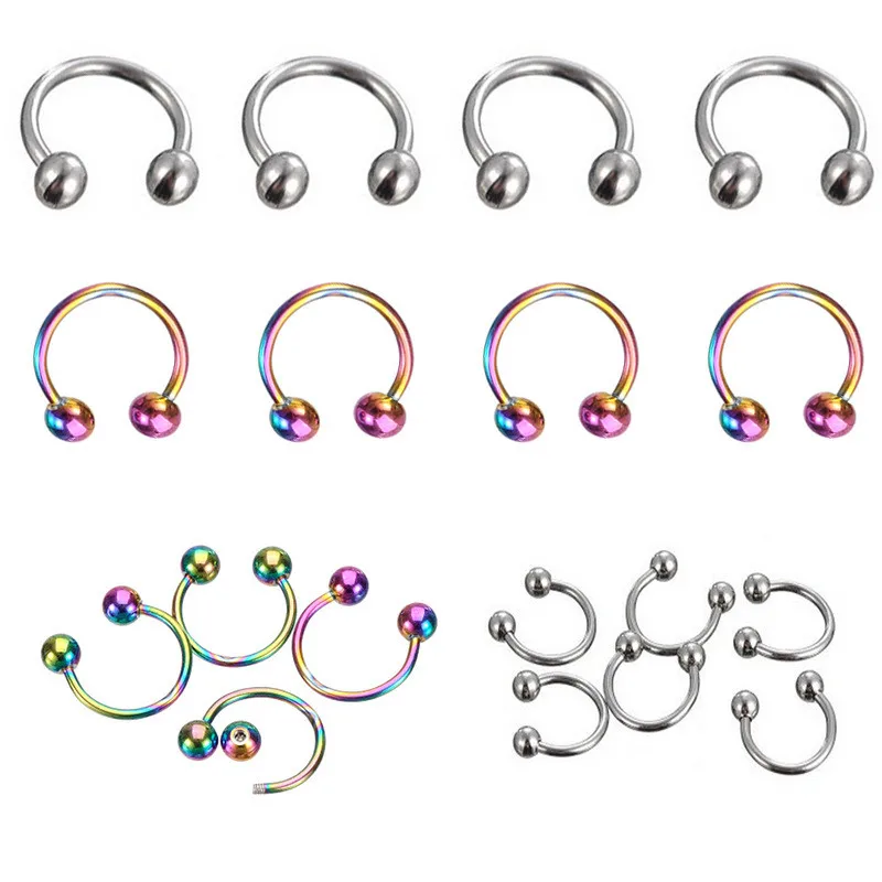 Surgical Stainless Steel Circular Barbells Horseshoe Nose Ring Lip Body