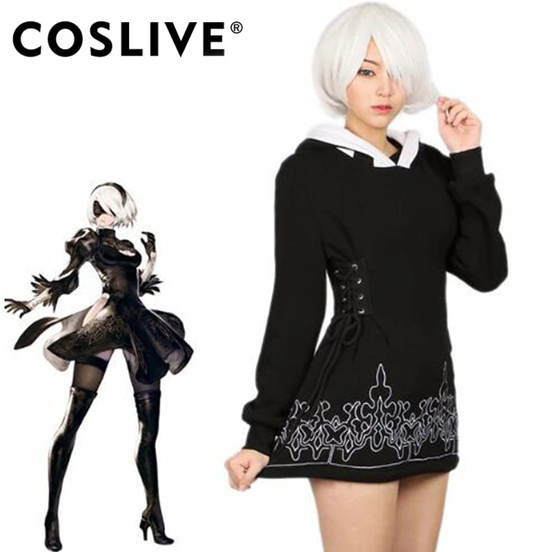 Толстовка Coslive NieR Automata 2B черная хлопковая толстовка игровой костюм для косплея