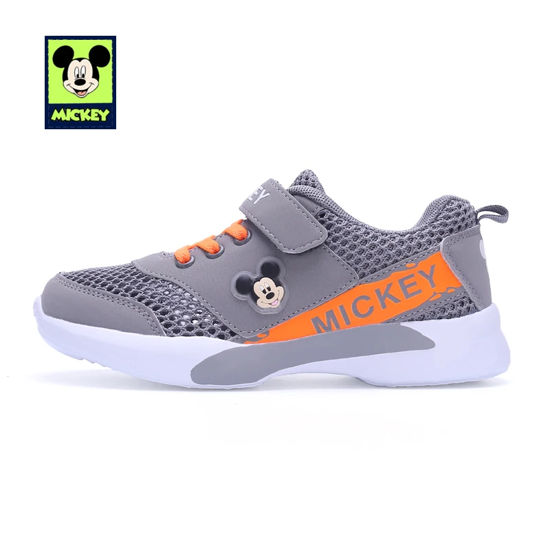 Disney New Summer Children Casual Shoes Kids Breathable Mesh Flats Shoes Trainers Comfortable Anti-slip Boots - Цвет: Gray Mickey Shoes
