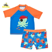 Kavkas/для маленьких мальчиков лето купальник пляжные топы+ шорты комплект мультфильм пиратский Осьминог с принтом для мальчиков детский купальный Мужские Шорты для купания купальники Одежда