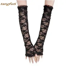 Свадебные кружевные перчатки для невесты, Длинные свадебные аксессуары без пальцев черного цвета и цвета слоновой кости, женские свадебные перчатки для невесты, новинка, дешевые