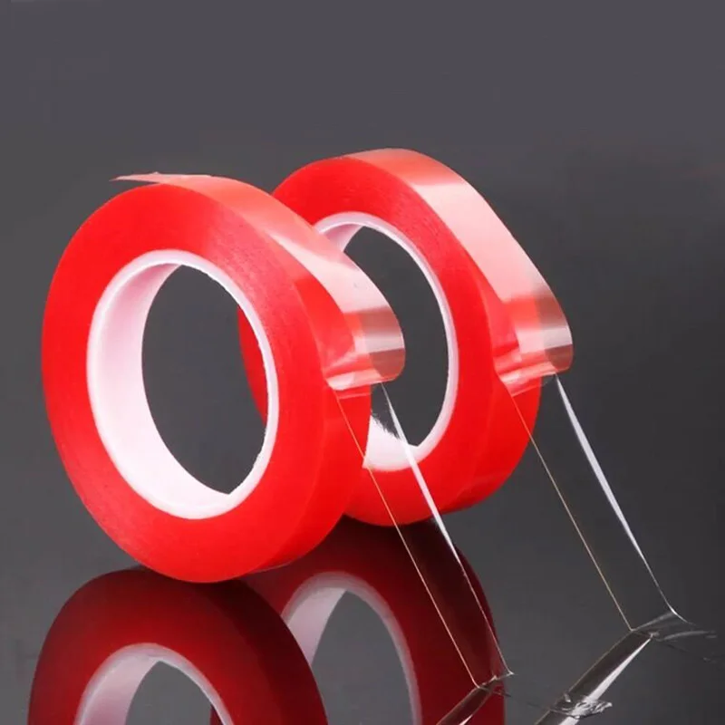 

New 25M Red Film Transparent Double Sided Tape Sticky Adhesive Tapes For Cell Phone Repair Electrical Wire Fixing