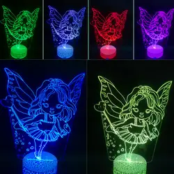 Ангел 3D Ночник Лампа Принцесса USB Led Стол Стол Lampara Творческий Подарок девушки Home Decor Спальня Детского Чтения ночник