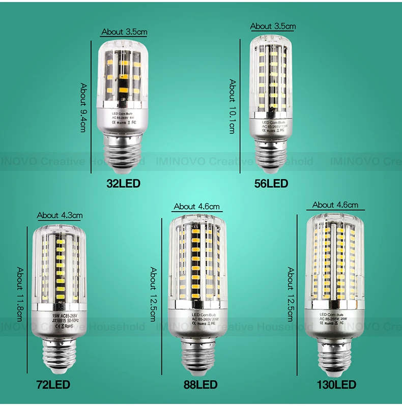 Супер яркий светодиодный лампа светильник E27 светодиодный светильник E14 30 38 54 85 105 115 125 светодиодный s SMD5736 220V кукурузы лампы, люстры свечи для домашнего декора