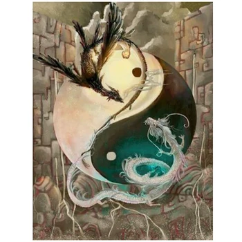 

Diamond embroidery yin yang dragon 5d diy diamond painting full drill mosaic painting by number cross stitch New YearZP-1426