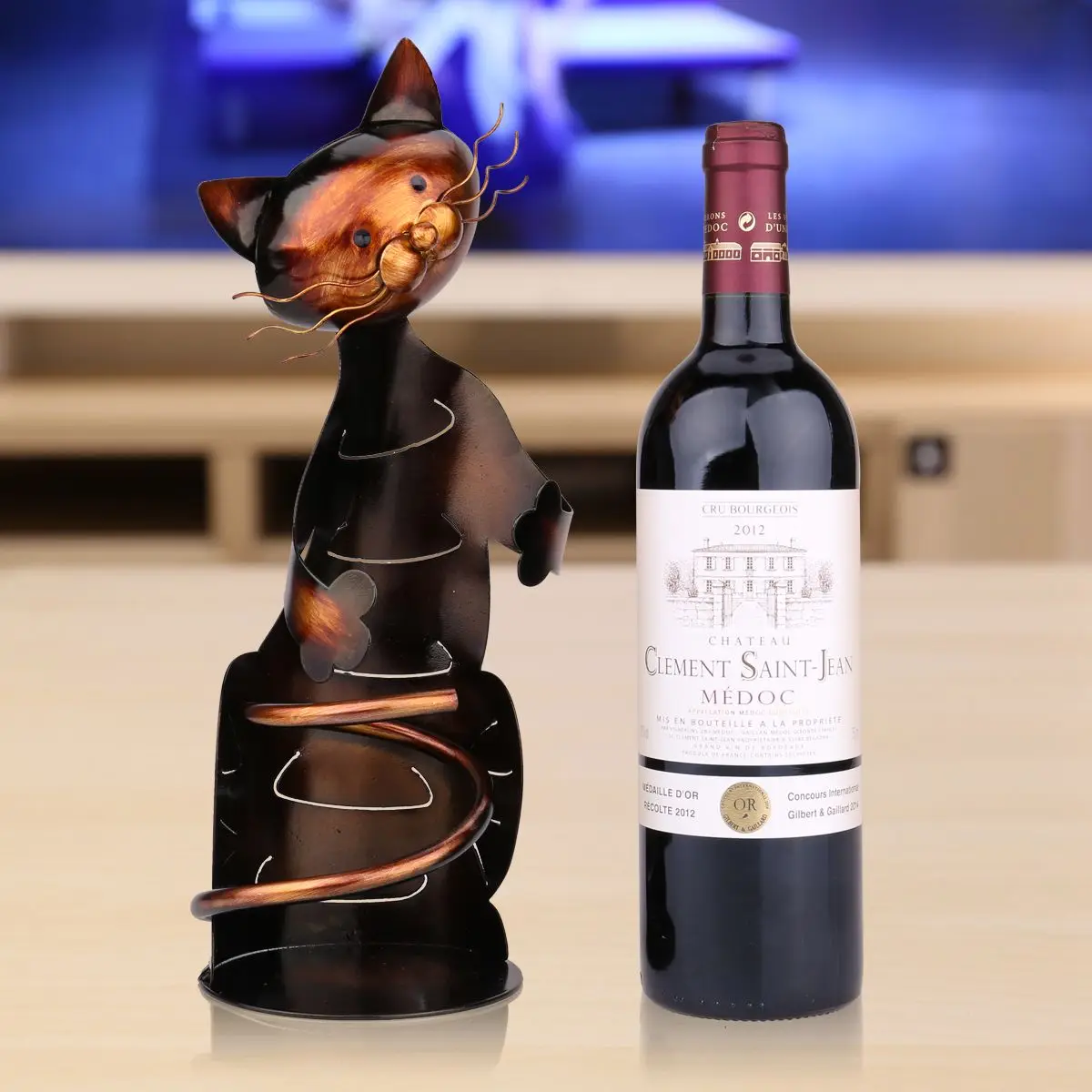 Tooarts железная скульптура в форме кота держатель для бутылки вина полка металлическая скульптура практичная скульптура домашние поделки для декорирования интерьера