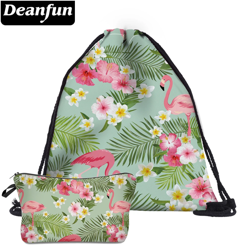 Deanfun 2 шт. Фламинго Drawstring сумки 3D печатных для Для женщин Travel Organizer