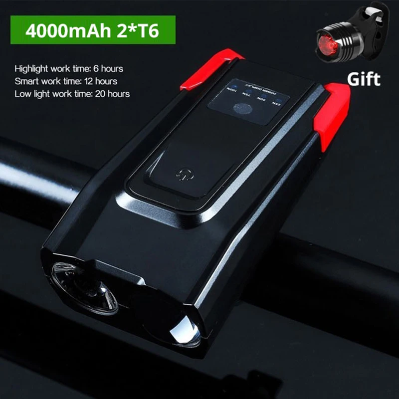 Built-In 4000Mah Bicycle Light Sensor Intelligent Flashlight For Bike Accessore With Speaker Usb Charging Cycling Lamp