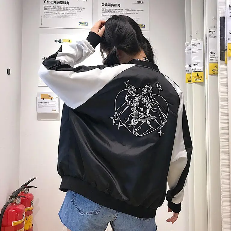 Японский Элегантный стиль Сейлор Мун Вышивка женское пальто Harajuku BF корейский